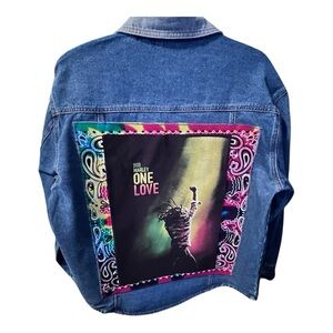 One-of-a-Kind Refashioned Bob Marley Denim Jacket | Size L